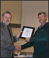 Geoff Davidson (of Oratia) receiving the Plant Nursery Award.
