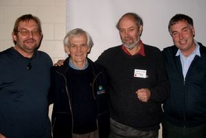 Loder Cup recipients together at the 2005 NZPCN conference in Christchurch, from left to right Dr Colin Meurk, Brian Molloy, David Given and Gerry McSweeny. Photo: John Sawyer